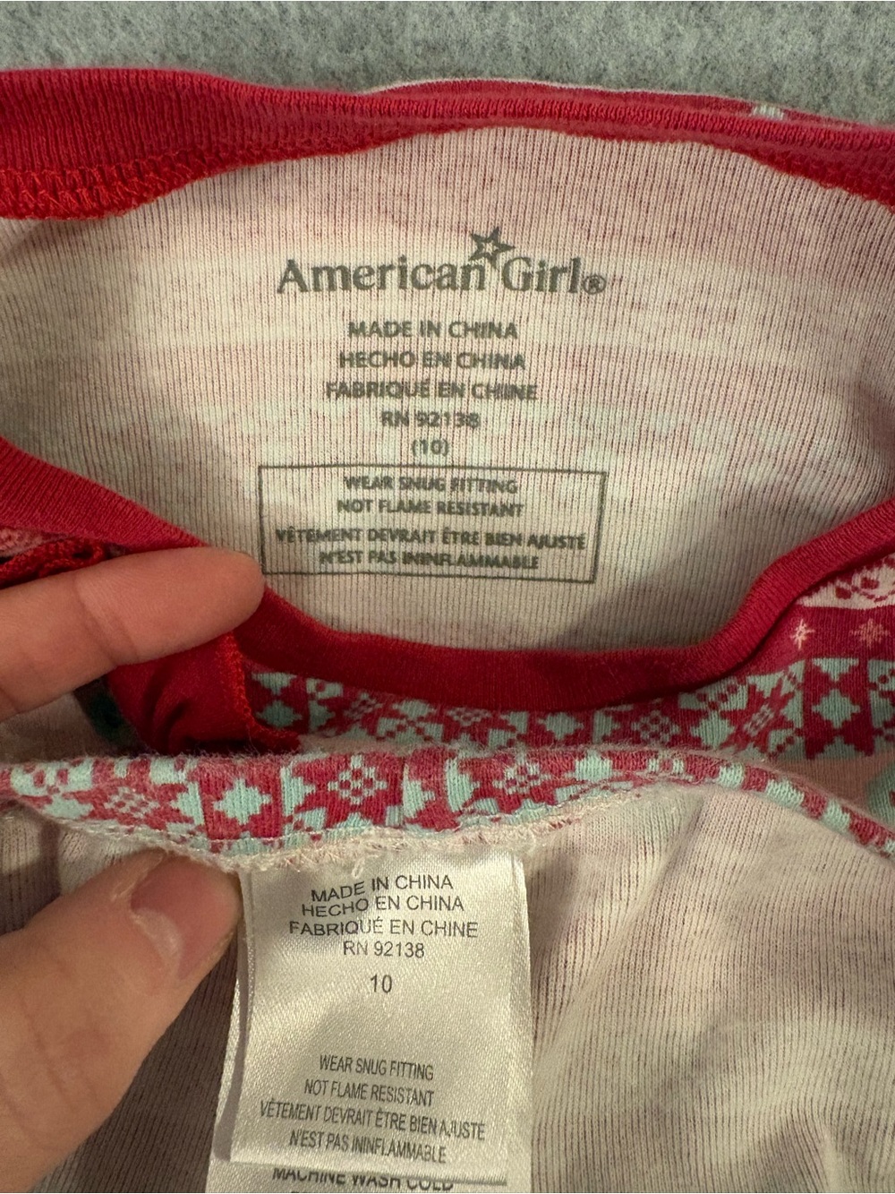American Girl Berry Merry Christmas Pajama Set Girls Size 10 Holiday PJs - Picture 9 of 9
